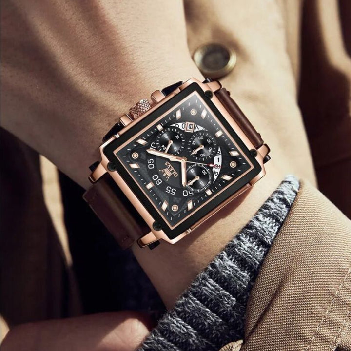 Chronographe à cadran carré